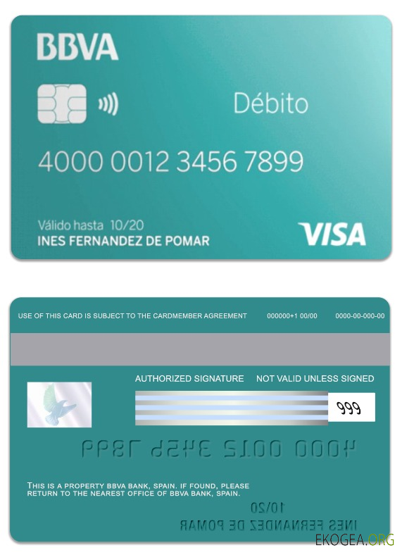 Carte de débit visa Espagne BBVA Bank